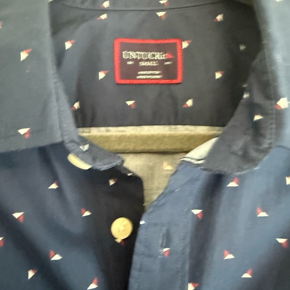 UNTUCKit Dark Blue Men's Short Sleeve Button-up Shirt - Picture 4 of 4